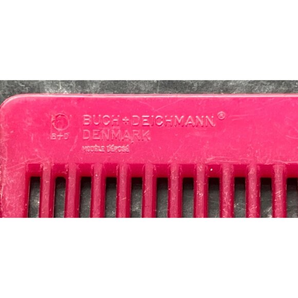 Vintage 1974 Neon Fuchsia Comb Buch + Deichmann Denmark MODELE DEPOSE Lotus - Picture 4 of 4